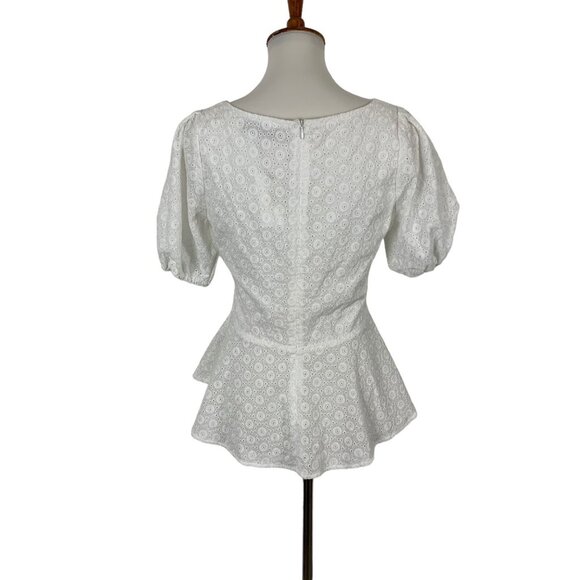 Sugar + Lips Women’s Top Small White Peplum Short Sleeve Back Zip NWT - Picture 5 of 7